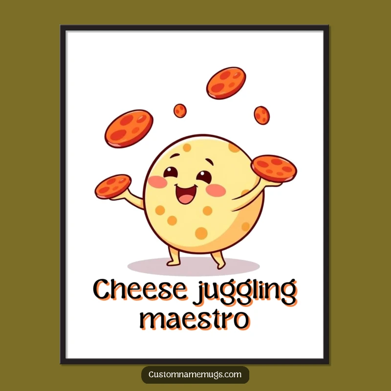 Free Printable Wall Art: Juggling Cheese Art, Funny Pepperoni Decor