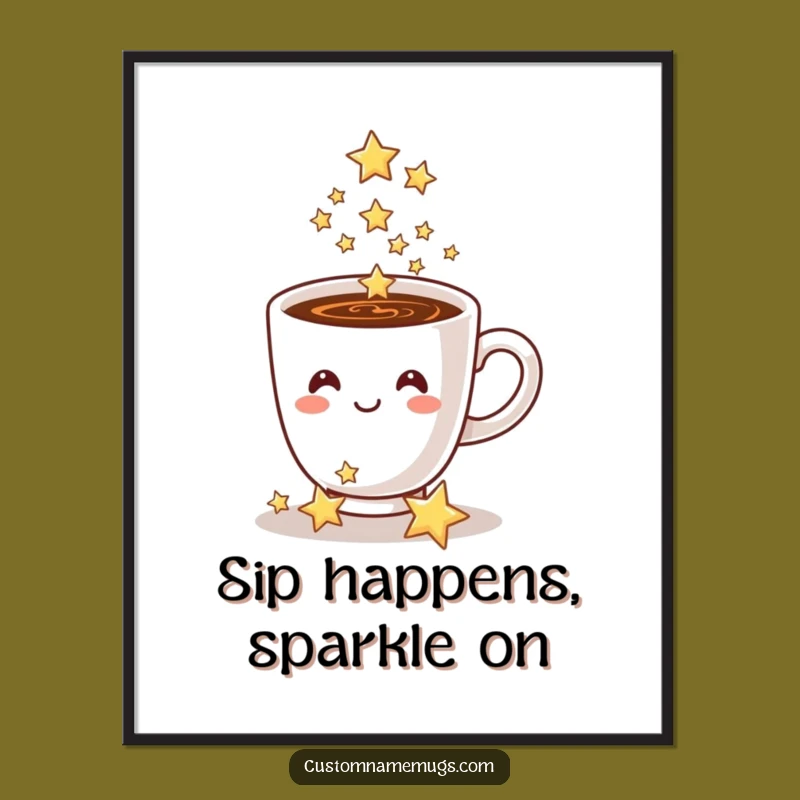Free Printable Coffee Wall Art: Sparkling Stars Poster, Downloadable Decor