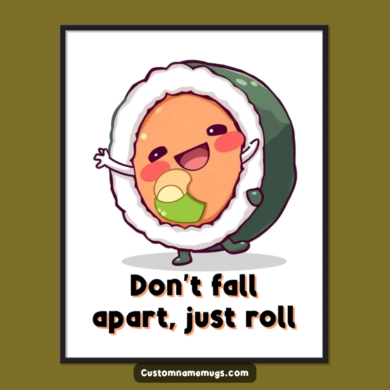 Free Printable Wall Art: Sushi Roll Cartwheel Fail, Funny Downloadable Decor