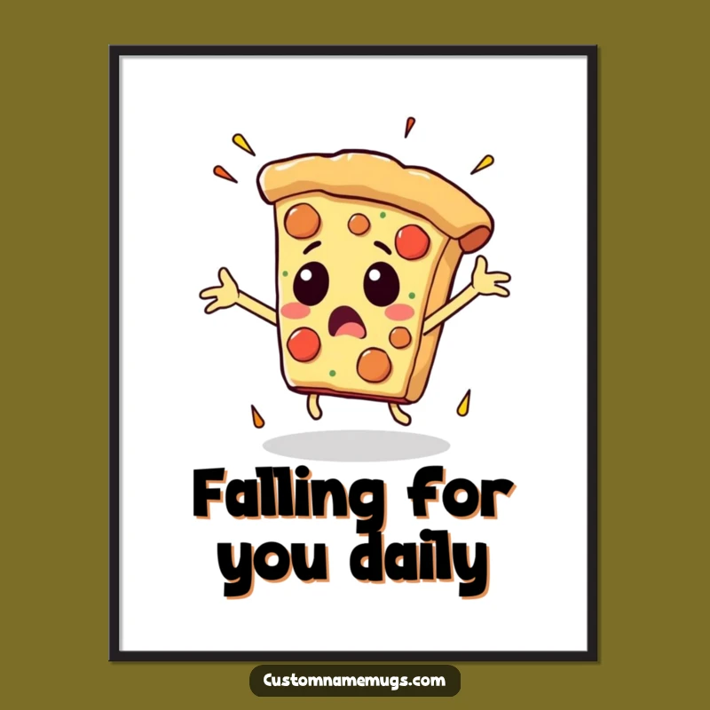 Funny Free Printable Wall Art: Falling Pizza Slice Chaos Downloadable Poster