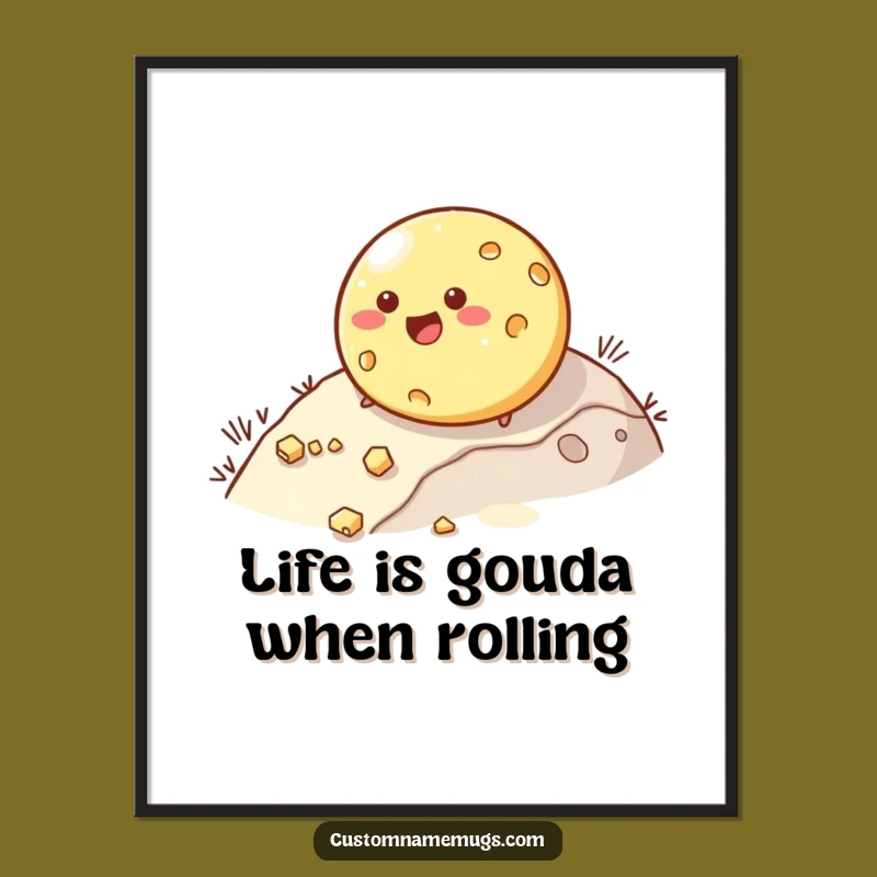 Funny Printable Wall Art: Free Rolling Cheese Download for Quirky Home Decor