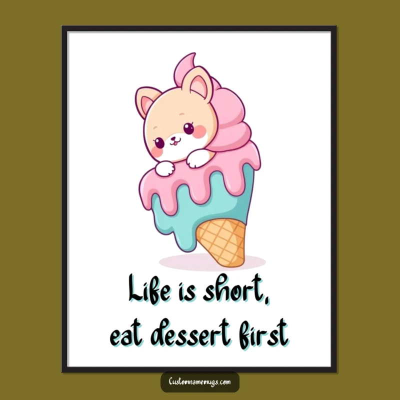Funny Free Printable Wall Art: Slipping Animal Ice Cream, Quirky Downloadable Decor