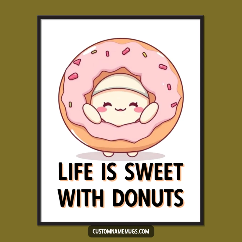 Funny Free Printable Wall Art: Donut Hat Blob, Quirky Downloadable Decor