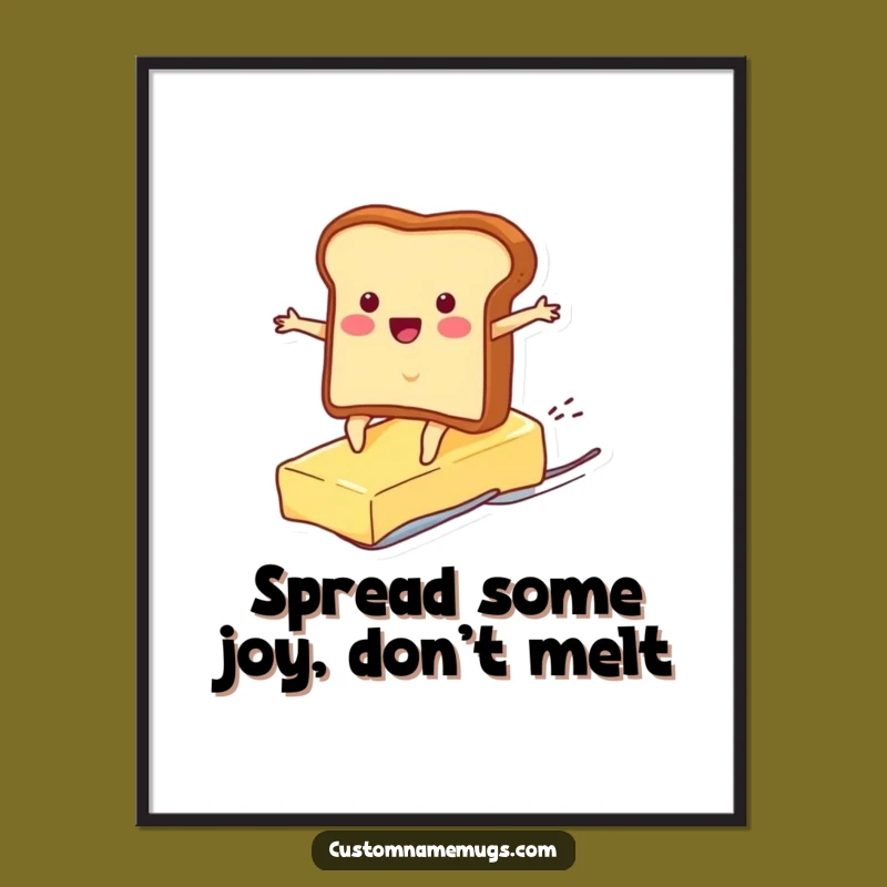 Free Printable Wall Art: Funny Toast Surfing Butter, Hilarious Downloadable Decor