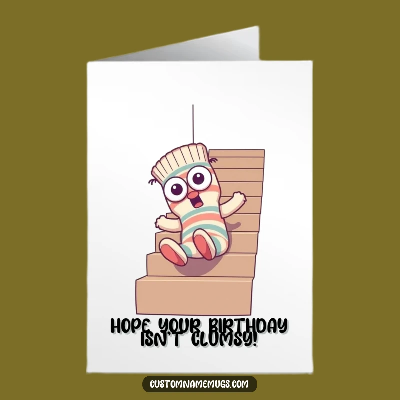 Free Printable Birthday Card: Goofy Sock Tumble! - Hilarious Downloadable Mishap