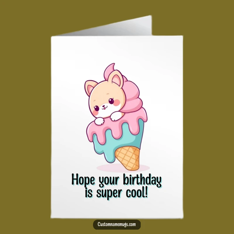 Free Printable Birthday Card: Slipping Animal Ice Cream, Funny Downloadable Gift