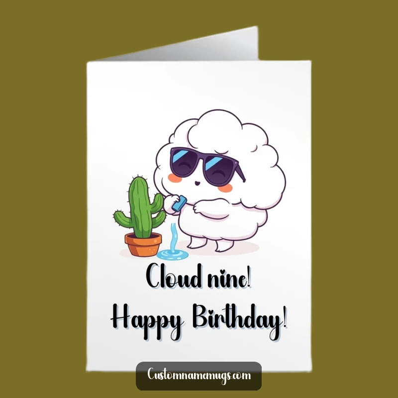 Funny Free Printable Birthday Card: Cloud Cactus Humor Downloadable Gift