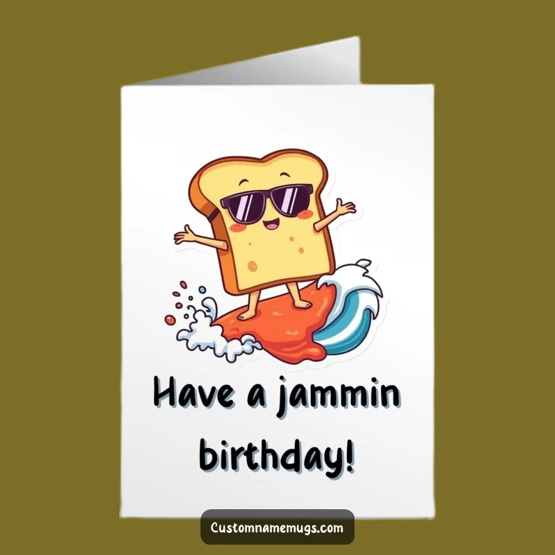 Free Printable Birthday Card: Surfing Toast, Funny Jam Wave Gift