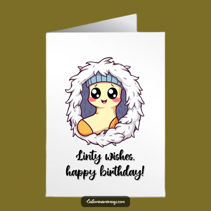 Free Printable Funny Birthday Card: Kawaii Sock Lint Monster Escape DIY Gift