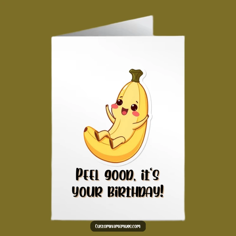 Free Printable Birthday Card: Funny Kawaii Banana Slips into Fun!