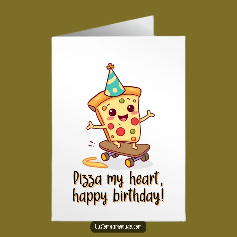 Free Printable Pizza Skateboard Birthday Card Funny Downloadable Gift DIY