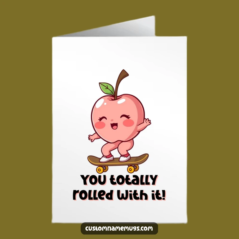 Free Printable Congrats Card: Apple Skater Blushing Funny Downloadable Gift