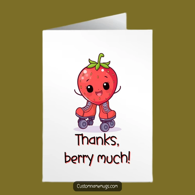 Free Printable Thank You Card: Strawberry Skater Wobble - Appreciative Downloadable Greeting