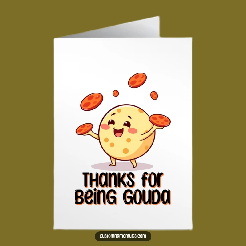 Free Printable Thank You Card: Grateful Juggling Cheese, Downloadable Gift