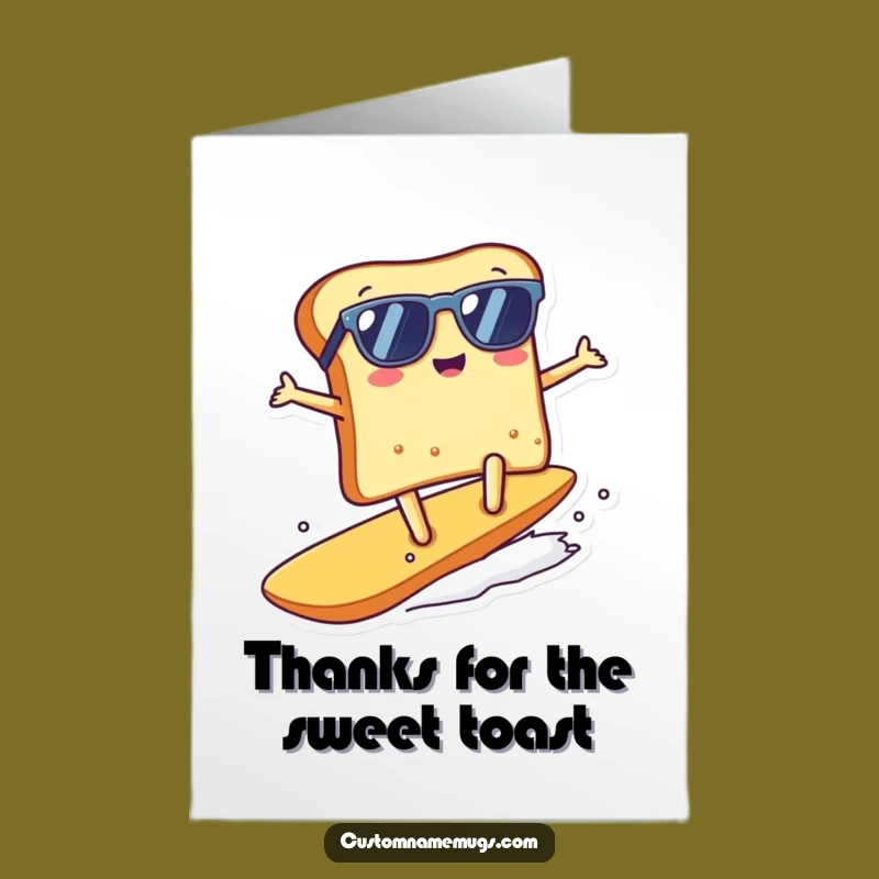 Free Printable Thank You Card: Toast Surfing Crumb, Downloadable Gratitude