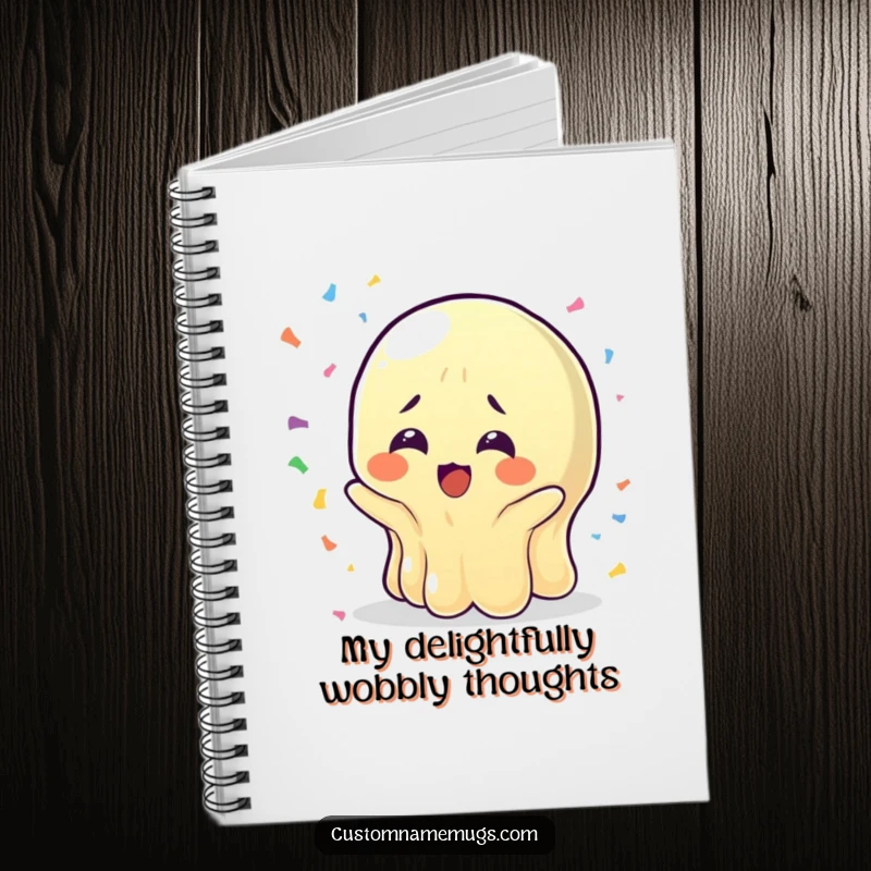 Funny Wobbly Jelly Notebook: A jelly character with bewildered joy catching confetti, for jotting down happy thoughts and a funny gift.