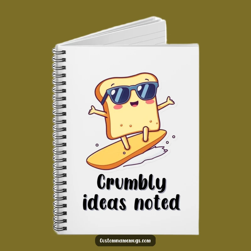 Journal Your Adventures Funny Kawaii Toast Surfing Notebook, Inspiring Gift