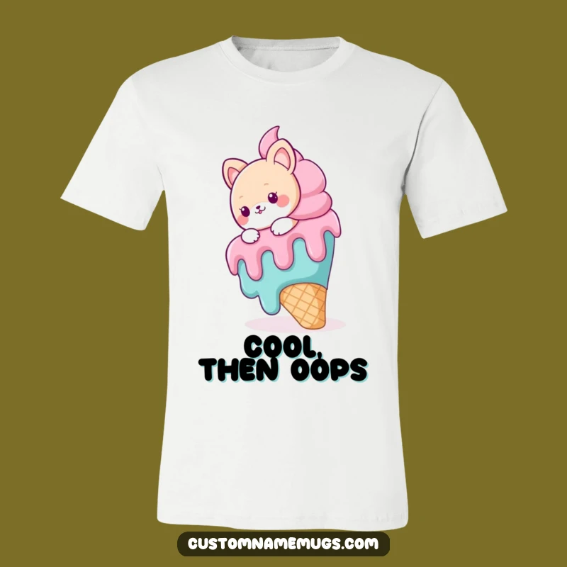 Funny Ice Cream Slip Animal T-Shirt - Cute Character Comedy Tee
