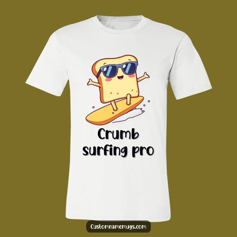 Funny Kawaii Toast Surfing T-Shirt, Comical Beach Vibe Gift