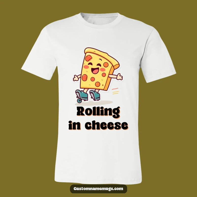 Funny Pizza Roller Skater T-Shirt: Hilarious Zooming Slice Tee for Pizza Fanatics