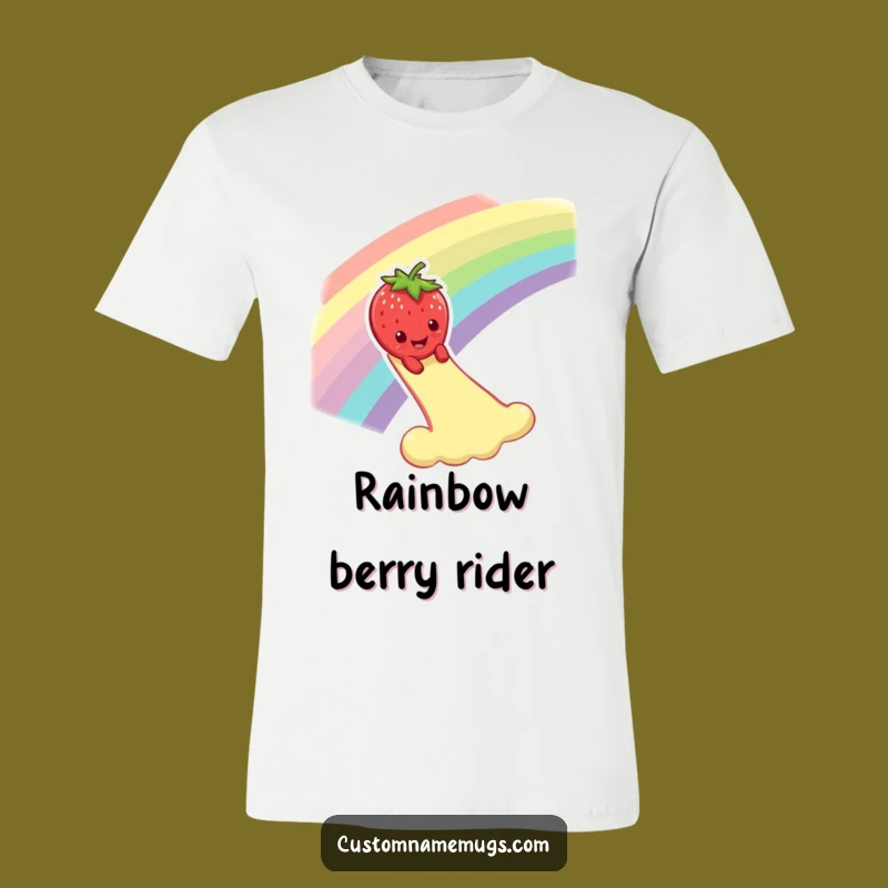 Funny Strawberry Rainbow T-Shirt: Joyful Fruit Slide Design for Whimsical Style
