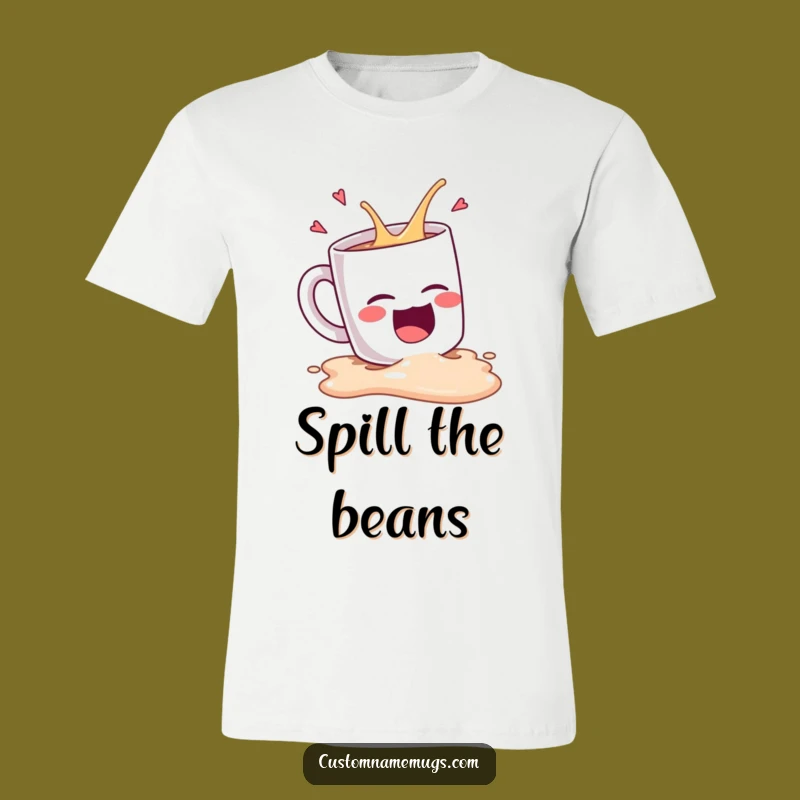 Funny Coffee Spill Laughing T-Shirt: Hilarious Kawaii Mug Expression Tee
