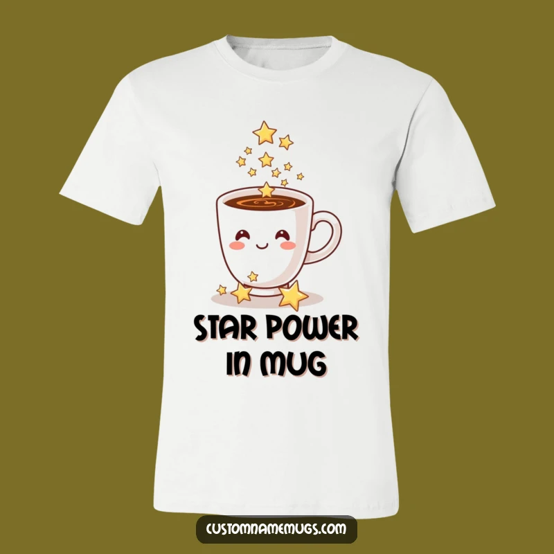 Funny Coffee Cup Stars T-Shirt: Whimsical and Magical Graphic Tee for Joyful Souls