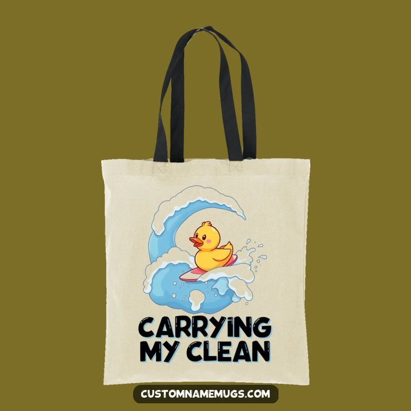 Funny Rubber Ducky Surfer Tote Bag: Brave Character Bag for Everyday Adventures