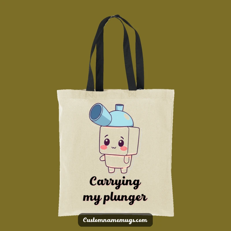 Funny Plunger Hat Tote Bag: Carry Your Day with This Blocky Character's Quirky Accessory