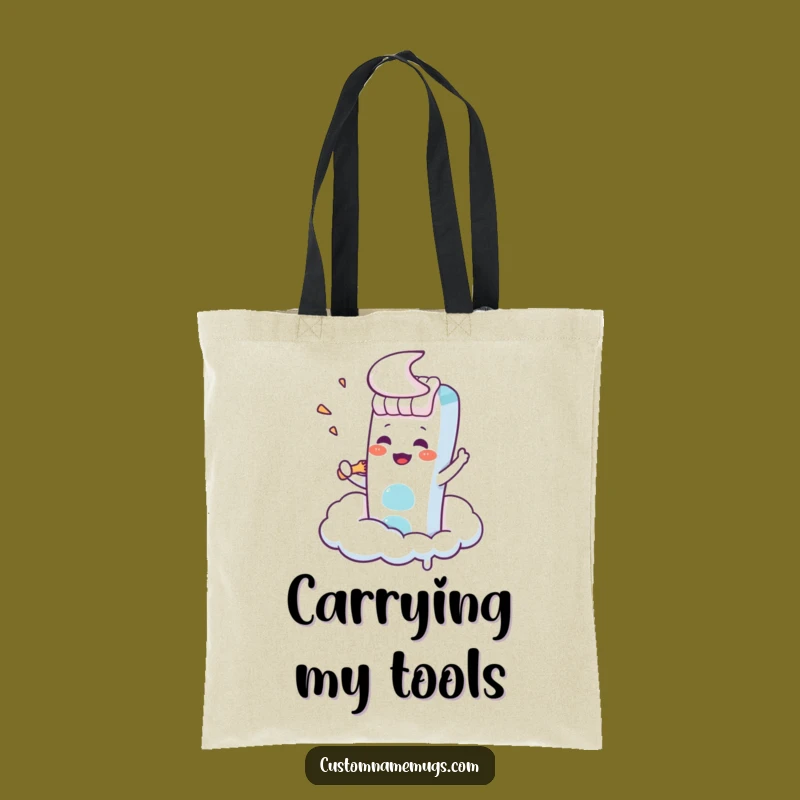 Funny Kawaii Toothbrush Cloud Tote Bag: Carry Your Hustle Everywhere!