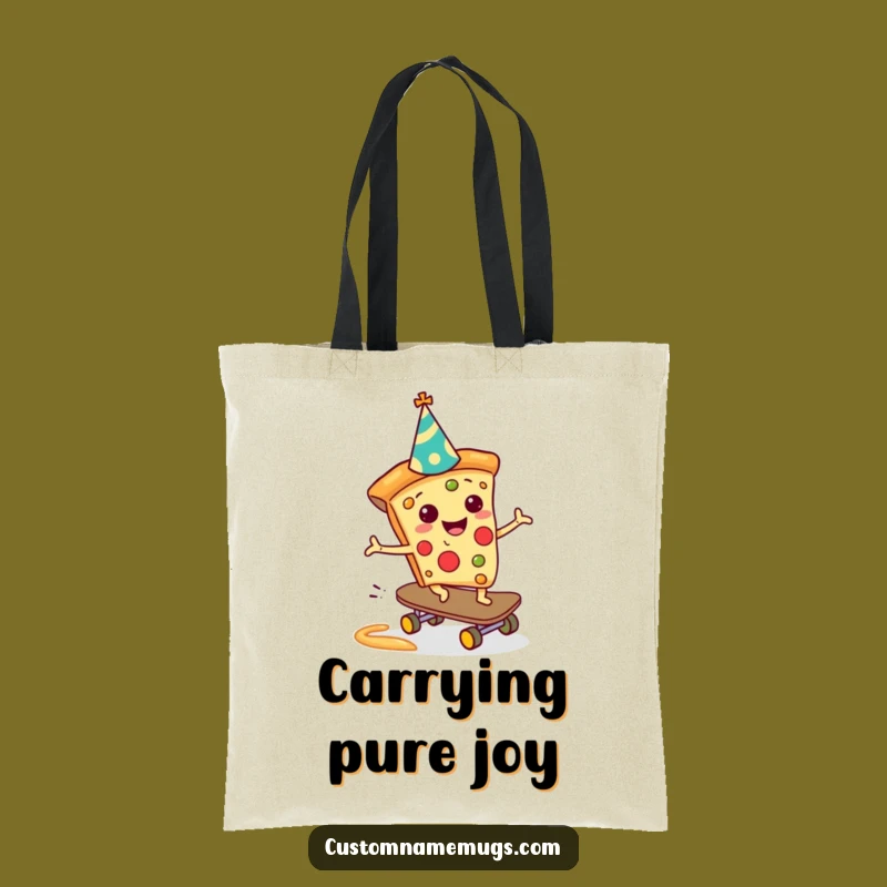 Funny Pizza Skateboarder Tote Bag: Carry Your Pizza Love, Perfect Funny Gift