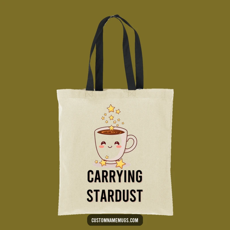 Funny Coffee Cup Stars Tote Bag: Spacious and Magical Carry-All for Dreamers