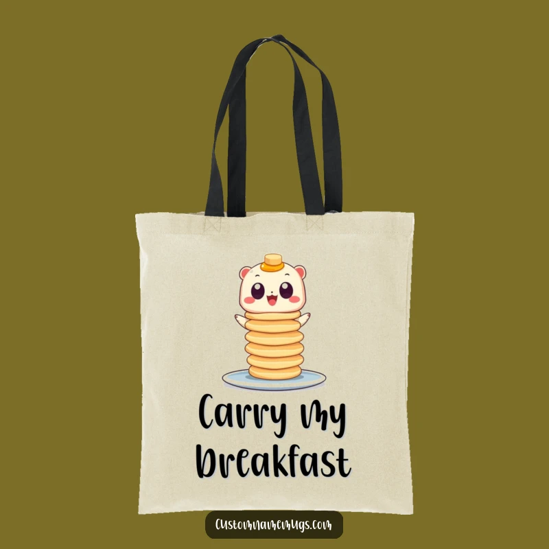 Funny Pancake Creature Tote Bag - Googly Eyed Style for Breakfast Errands
