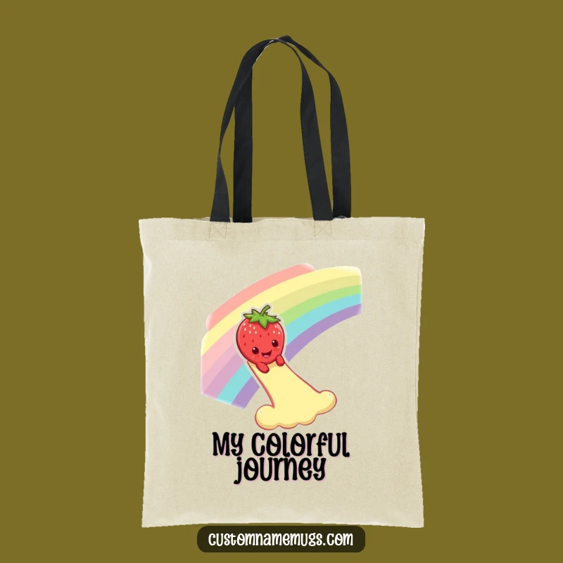 Funny Strawberry Rainbow Tote Bag: Carry Your Joy with Humorous Fruit Art