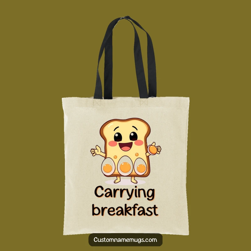 Funny Toast Juggling Tote Bag: Breakfast Character Carry-All - Hilarious Gift!