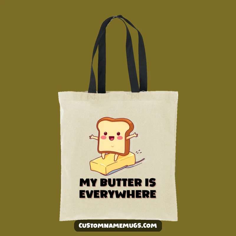 Funny Toast Surf Butter Tote Bag: Chic Breakfast Character Accessory for Daily Errands